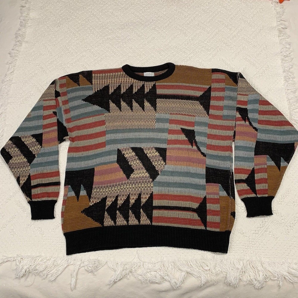 Vintage Simbolo Ruffini Crewneck 100% Cotton Sweater XL Made In USA 90s
